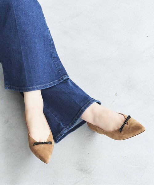 【美品】LE TALON ポインテッドメタルリボンフラット ポインテッドメタルリボンフラット（フラットシューズ）｜LE