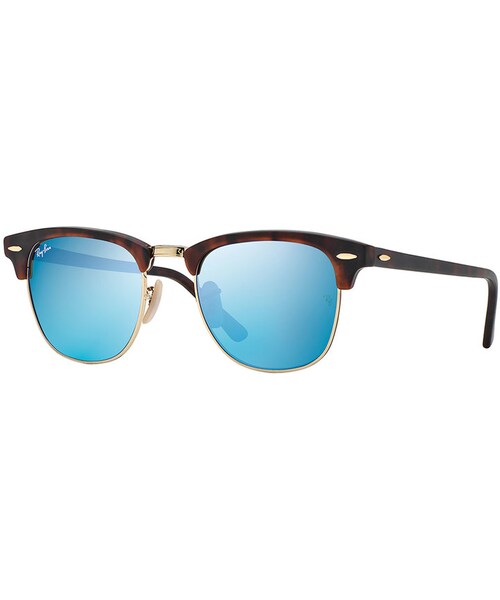 Ray-Ban Clubmaster Sunglasses with Blue Mirror Lens, Havana