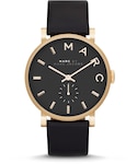 Marc by Marc Jacobs | MARC by Marc Jacobs Baker Analog Watch with Leather Strap, Golden/Black(非智能手錶)