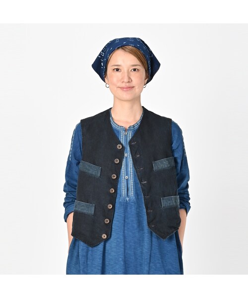 45R ブラウンズビーチxインディゴ リバーシブルベスト 藍染サイズ3 45R ブラウンズビーチxインディゴ リバーシブルベスト 藍染サイズ3