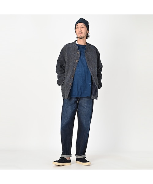 美品✨ 45R フォーティーファイブアール 藍染め ストライプベスト コットン 45R（フォーティファイブアール）の「藍職人 藍裂き織ツイードの908