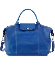 LONGCHAMP | Longchamp Le Pliage Cuir Leather Handbag, Blue(ショルダーバッグ)