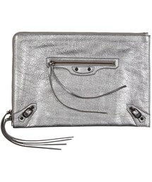 BALENCIAGA | Balenciaga Classic Flat Zip Pouch, Silver(クラッチバッグ)