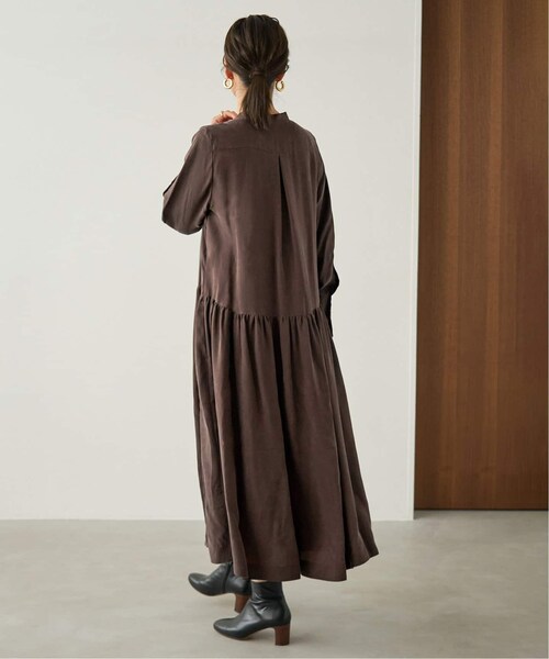 VERMEIL par iena キュプラフィブリルギャザーワンピース　ブラウン VERMEIL par iena（ヴェルメイユパーイエナ）の「《追加予約》キュプラ