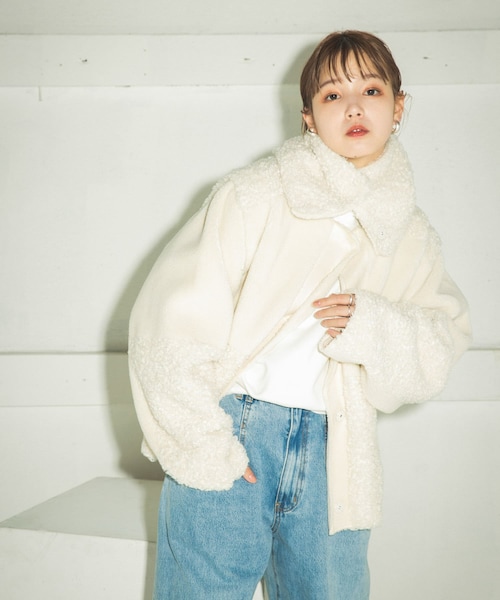 KBF（ケイビーエフ）の「ネックウォーマーSETマルチWAYボアジャケット（ジャケット/アウター・レディース・IVORY MIX/CCL MIX/BEIGE MIX・one）」の5枚目の写真