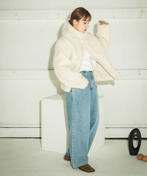 KBF（ケイビーエフ）の「ネックウォーマーSETマルチWAYボアジャケット（ジャケット/アウター・レディース・IVORY MIX/CCL MIX/BEIGE MIX・one）」の11枚目の写真