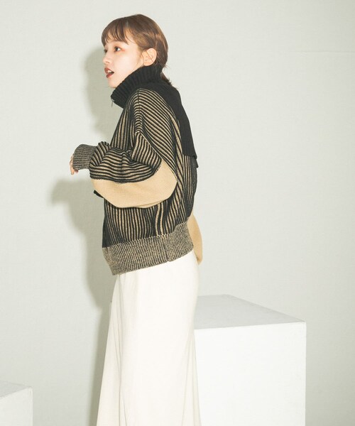 KBF（ケイビーエフ）の「レイヤードハーフZIPニット（トップス・レディース・IVO×BLUE/BLACK/GRAY×ORG・one）」の16枚目の写真