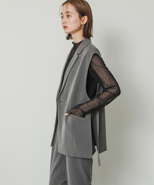 SENSE OF PLACE by URBAN RESEARCH(センスオブプレイスバイアーバンリサーチ)の「サイドベルトジレ(ジャケット/アウター・レディース・GRAY/BLACK/BEIGE・one)」の15枚目の写真