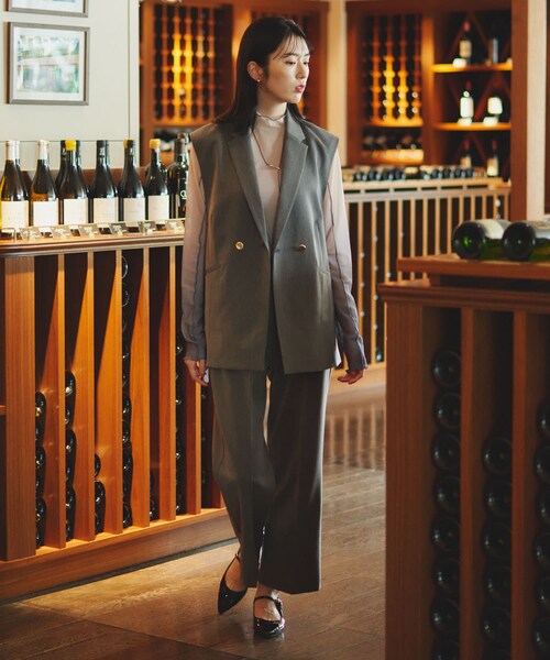 SENSE OF PLACE by URBAN RESEARCH(センスオブプレイスバイアーバンリサーチ)の「サイドベルトジレ(ジャケット/アウター・レディース・GRAY/BLACK/BEIGE・one)」の20枚目の写真