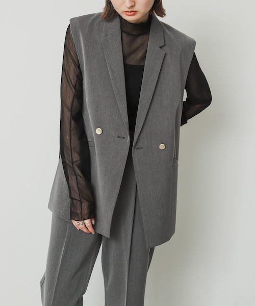 SENSE OF PLACE by URBAN RESEARCH(センスオブプレイスバイアーバンリサーチ)の「サイドベルトジレ(ジャケット/アウター・レディース・GRAY/BLACK/BEIGE・one)」の14枚目の写真