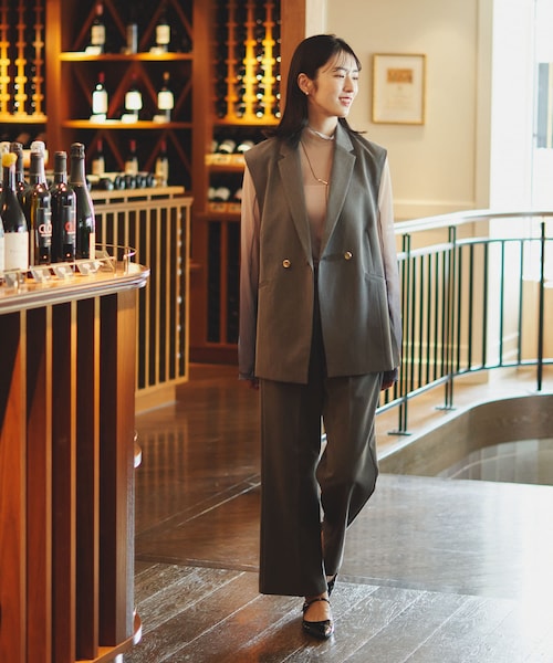 SENSE OF PLACE by URBAN RESEARCH(センスオブプレイスバイアーバンリサーチ)の「サイドベルトジレ(ジャケット/アウター・レディース・GRAY/BLACK/BEIGE・one)」の21枚目の写真