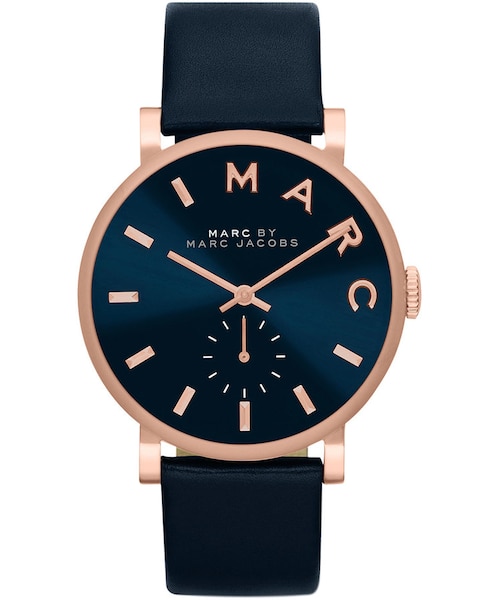 Marc by Marc Jacobs(マークバイマークジェイコブス)の「MARC by Marc Jacobs Baker Analog Watch with Leather Strap, Rose Golden/Navy(アナログ腕時計・レディース・NAVY)」の1枚目の写真
