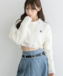 OLIVE des OLIVE（オリーブデオリーブ）の「ケーブルニット×シャツ