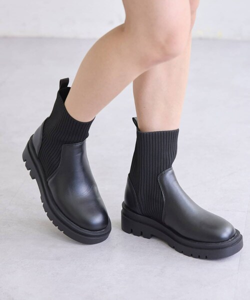 CIAOPANIC TYPY(チャオパニックティピー)の「ソックスブーツ(その他シューズ・レディース・オフホワイト/ブラック・S/M/L)」の2枚目の写真