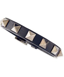 VALENTINO | Valentino Small Rockstud Leather Buckled Bracelet, Navy(ブレスレット)