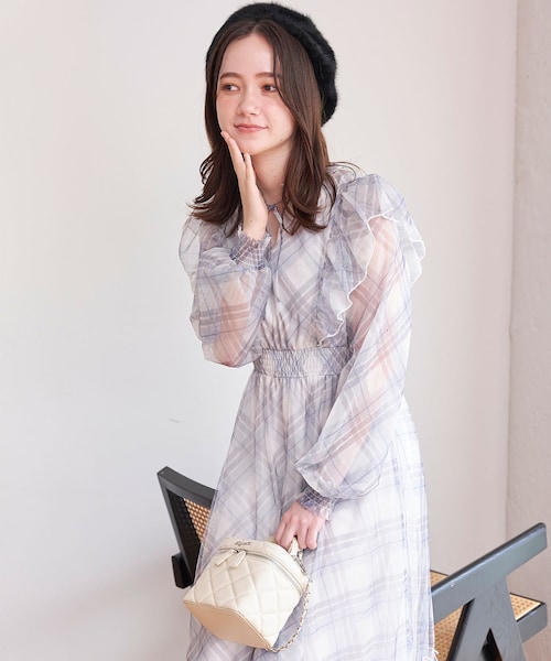 TITTY&CO.】チュールチェックワンピース