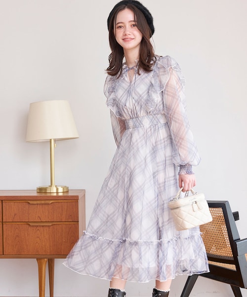 TITTY&CO.】チュールチェックワンピース
