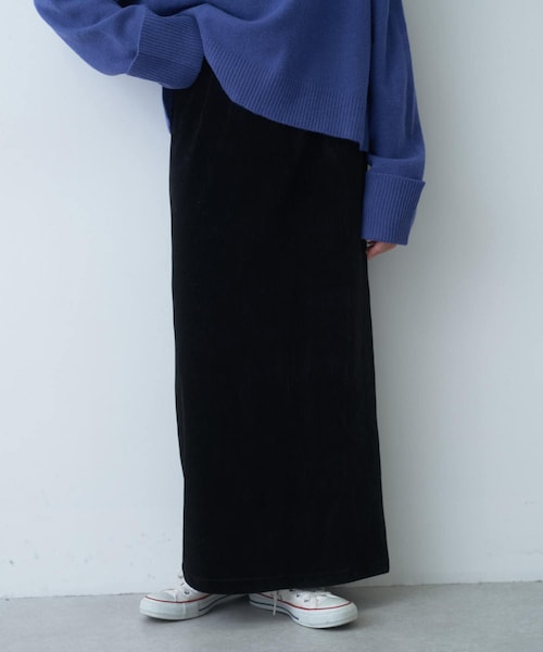 PUAL CE CIN（ピュアルセシン）の「ストレッチコールスカート（スカート・レディース・アイボリー/オレンジ/ブラック・FREE）」の2枚目の写真