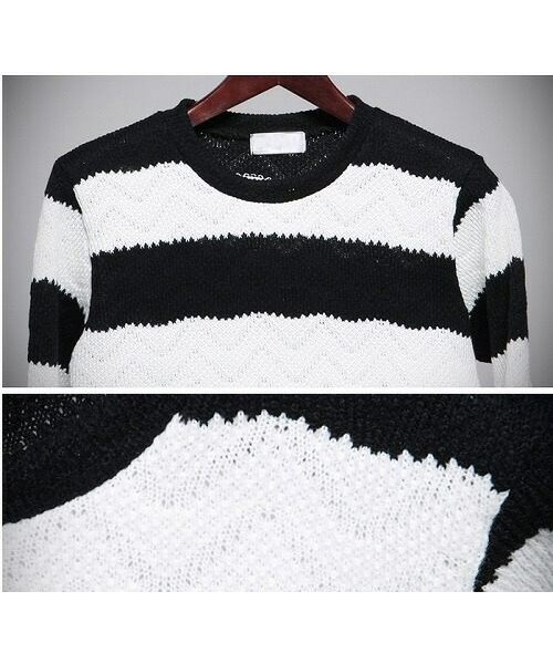 G.P.P.R(ジーピーピーアール )の「ストライプセーター★ハイセンス×モード【送料無料】(ニット/セーター・メンズ・ホワイト×ブラック/イエロー×ブラック・M/L/XL/XXL)」の1枚目の写真