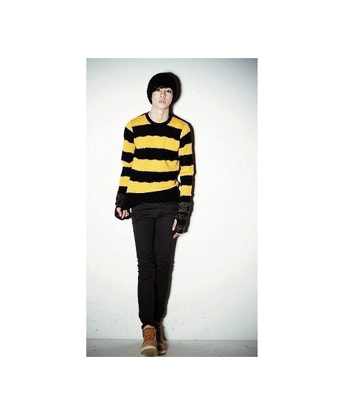 G.P.P.R(ジーピーピーアール )の「ストライプセーター★ハイセンス×モード【送料無料】(ニット/セーター・メンズ・ホワイト×ブラック/イエロー×ブラック・M/L/XL/XXL)」の2枚目の写真