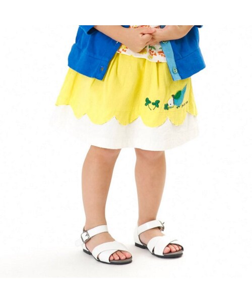 Petit jam（プチジャム）の「カナリアモチーフスカラップスカート（スカート・キッズ・ブルー/イエロー・80/90/95/100/110/120/130）」の2枚目の写真