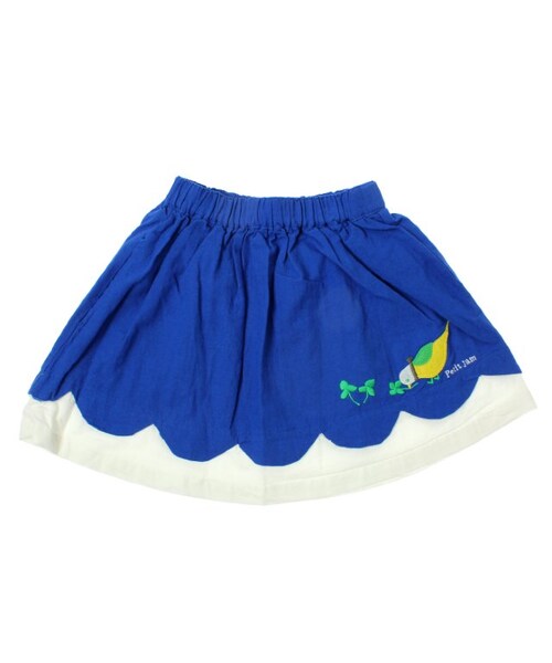 Petit jam（プチジャム）の「カナリアモチーフスカラップスカート（スカート・キッズ・ブルー/イエロー・80/90/95/100/110/120/130）」の3枚目の写真