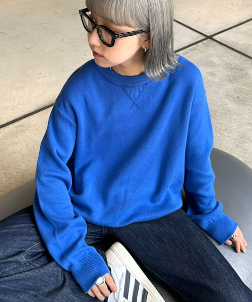 CIAOPANIC TYPY（チャオパニックティピー）の「【ユニセックス】スウェットライクニット（ニット/セーター・レディース・エクリュ/オレンジ/グリーン/ブルー/グレー/ブラックその他1/ブラック・M/L/S/XL）」の6枚目の写真