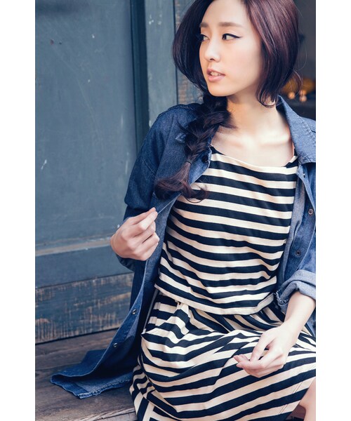 ORENDA（オレンダ）の「假套裝設計條紋俏皮洋裝（ジャケット/アウター・レディース・灰/黑・F）」の15枚目の写真