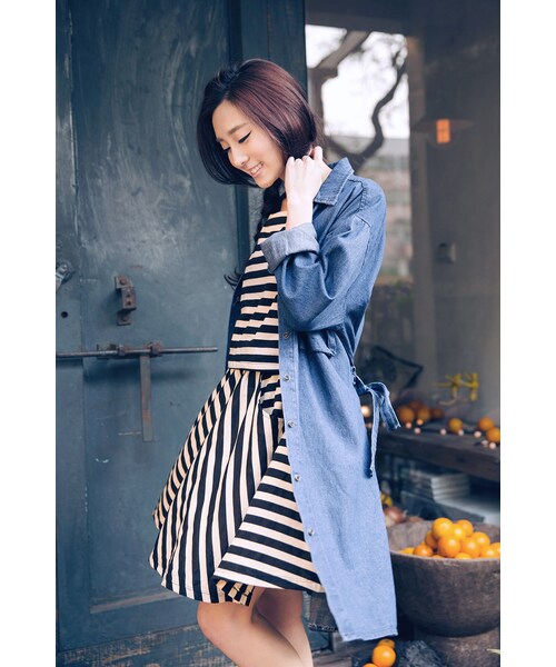 ORENDA（オレンダ）の「假套裝設計條紋俏皮洋裝（ジャケット/アウター・レディース・灰/黑・F）」の13枚目の写真