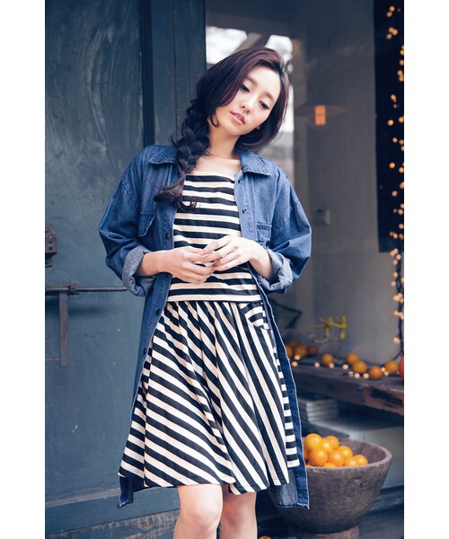 ORENDA（オレンダ）の「假套裝設計條紋俏皮洋裝（ジャケット/アウター・レディース・灰/黑・F）」の14枚目の写真