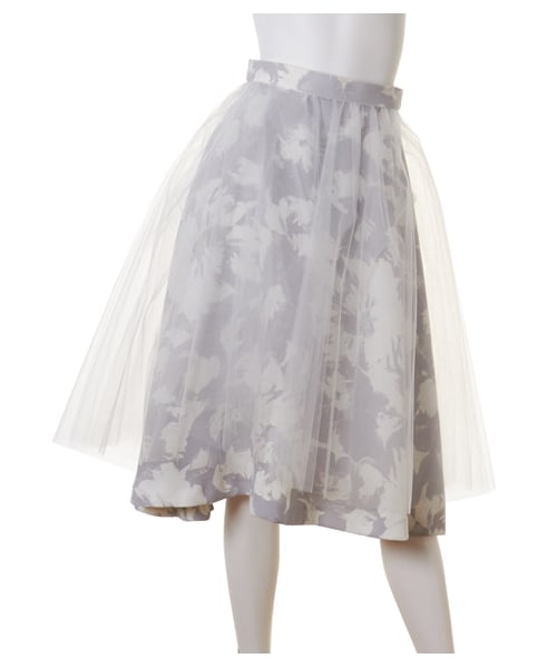 FRAY I.D（フレイアイディー）の「ビッグフラワーチュールスカート（フレアスカート・レディース・BLK/GRY・0/1）」の2枚目の写真