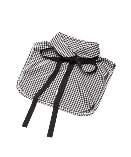 LILY BROWN（リリーブラウン）の「リボンタイ付ティペット（ストール・マフラー・レディース・WHT/CHECK・F）」の3枚目の写真