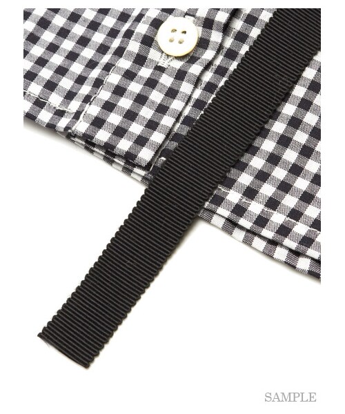 LILY BROWN（リリーブラウン）の「リボンタイ付ティペット（ストール・マフラー・レディース・WHT/CHECK・F）」の6枚目の写真