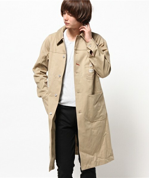 Johnbull Private labo（ジョンブルプライベートラボ）の「ワークコート（ステンカラーコート・メンズ・カーキ/ネイビー・SMALL/MEDIUM/LARGE）」の2枚目の写真