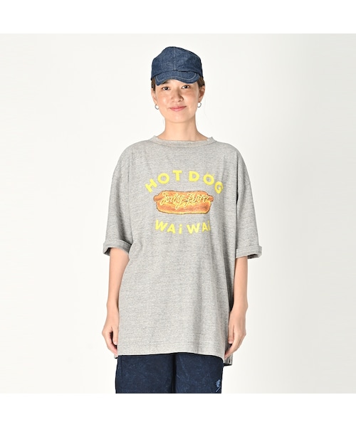 45R フラミングウェイベタッチプリントの90845星Tシャツ　サイズ３　カーキ 45R/45rpmフラミングウェイべタッチプリントの90845星Tシャツ