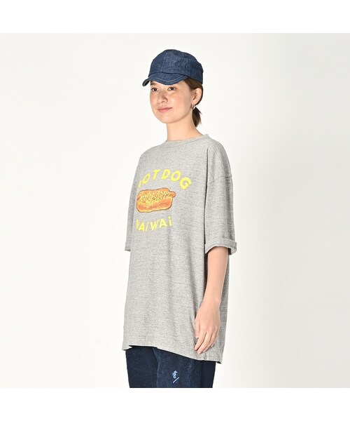 45R フラミングウェイベタッチプリントの90845星Tシャツ　サイズ３　カーキ 45R葉山ものがたり フラワーベタッチプリントの90845星Tシャツ