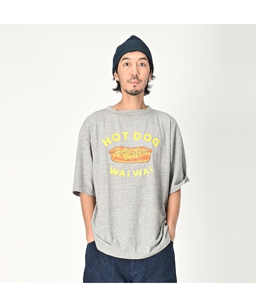 45R フラミングウェイベタッチプリントの90845星Tシャツ　サイズ３　カーキ 45R葉山ものがたり フラワーベタッチプリントの90845星Tシャツ