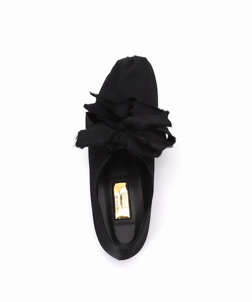 LE TALON ルタロン ダブルリボンバレリーナ 黒 バレエシューズ 23cm