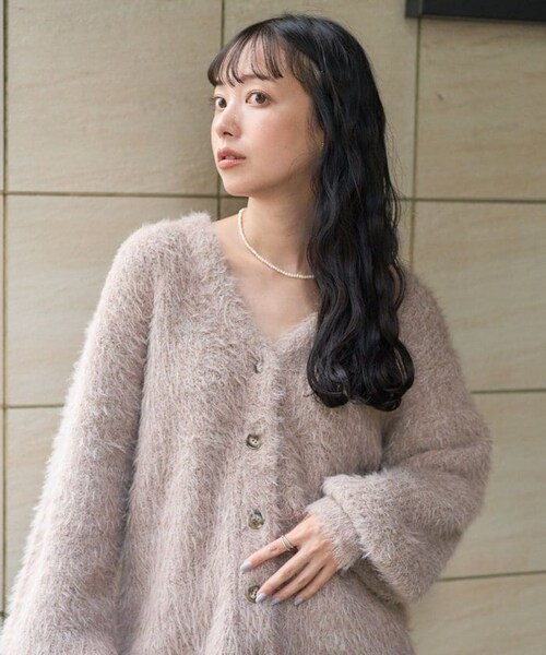 FREAK'S STORE（フリークスストア）の「【送料無料】フェザーヤーン ニット カーディガン【予約商品】（その他・レディース・オフホワイト/ベージュ/パープル・FREE）」の8枚目の写真