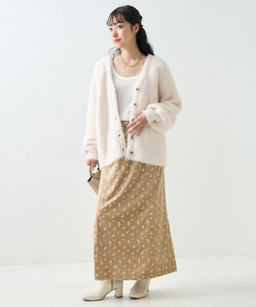 FREAK'S STORE（フリークスストア）の「【送料無料】フェザーヤーン ニット カーディガン【予約商品】（その他・レディース・オフホワイト/ベージュ/パープル・FREE）」の9枚目の写真