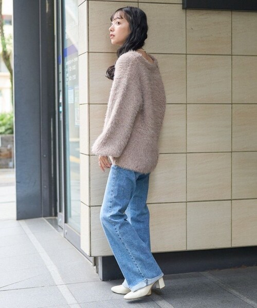 FREAK'S STORE（フリークスストア）の「【送料無料】フェザーヤーン ニット カーディガン【予約商品】（その他・レディース・オフホワイト/ベージュ/パープル・FREE）」の3枚目の写真