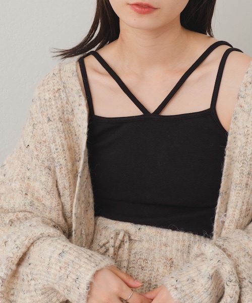 Kastane（カスタネ）の「【サイズ展開あり】カップ付ストレッチコットン紐キャミ（キャミソール・レディース・アイボリー/オレンジ/ブルーその他1/ブラック・XS/F）」の2枚目の写真