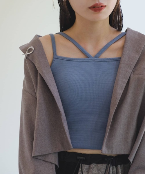 Kastane（カスタネ）の「【サイズ展開あり】カップ付ストレッチコットン紐キャミ（キャミソール・レディース・アイボリー/オレンジ/ブルーその他1/ブラック・XS/F）」の3枚目の写真