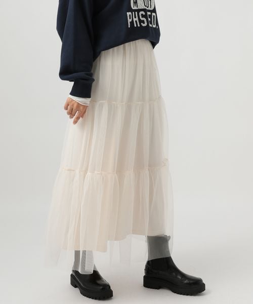 BAYFLOW（ベイフロー）の「チュールティアードスカート（スカート・レディース・オフホワイト11/スモークグレー16/ブラック19・F）」の11枚目の写真