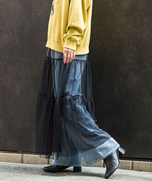 BAYFLOW（ベイフロー）の「チュールティアードスカート（スカート・レディース・オフホワイト11/スモークグレー16/ブラック19・F）」の3枚目の写真