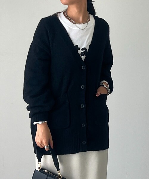 un dix cors（アンディコール）の「《予約》マシュマロタッチカーディガン（カーディガン/ボレロ・レディース・ベージュ/グリーン/ピンク/ブラック・F）」の2枚目の写真