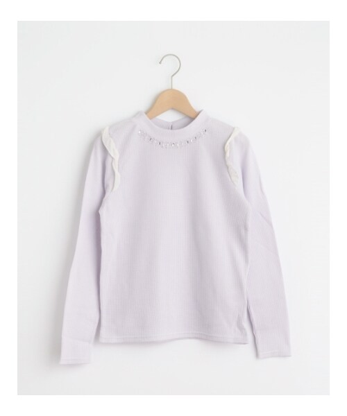 MAJESTIC LEGON（マジェスティックレゴン）の「肩フリルワッフルプルオーバー（トップス・レディース・サックス/オフ/ラベンダー/グレー柄/グレー/ブラック・Free）」の8枚目の写真