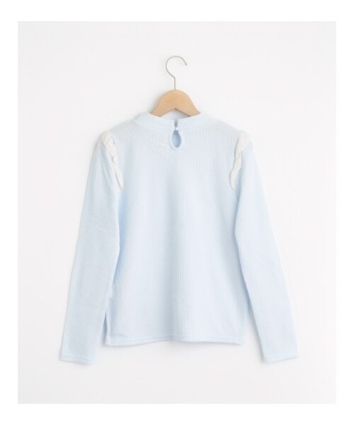 MAJESTIC LEGON（マジェスティックレゴン）の「肩フリルワッフルプルオーバー（トップス・レディース・サックス/オフ/ラベンダー/グレー柄/グレー/ブラック・Free）」の3枚目の写真