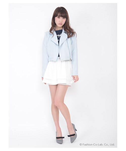 TITTY&CO.（ティティーアンドコー）の「ハイウエストジョーゼットショーパン（パンツ・レディース・オフホワイト/パープル/ネイビー・S/M）」の11枚目の写真