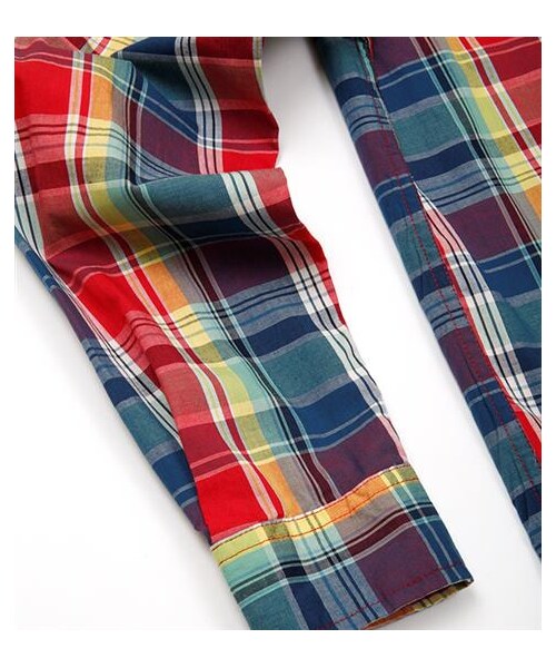 grn(ジーアールエヌ)の「對色格紋襯衫(その他・メンズ・紅/藍・S/M/L)」の5枚目の写真